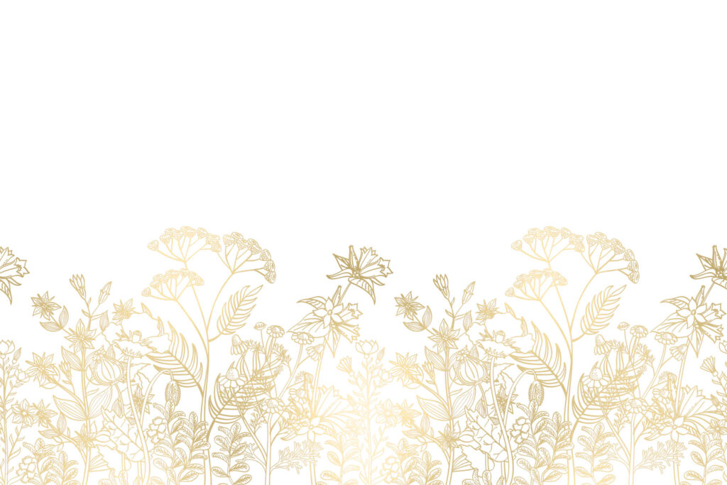 plateART Duschrückwand Exklusiv Pflanzen weiss gold glänzend