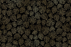 PlateART Duschrückwand Exklusiv Monstera Blätter schwarz gold glänzend